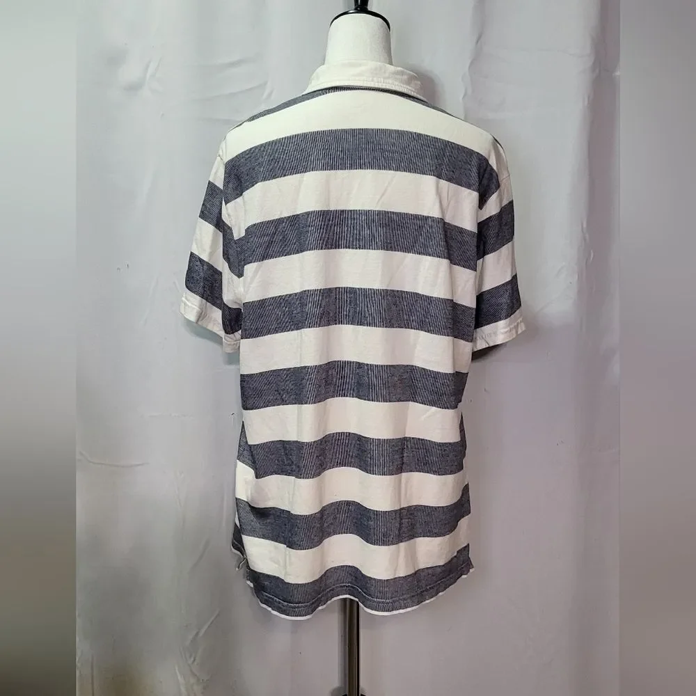Banana Republic Men's White Striped Polo Shirt Size XL GUC 🐈